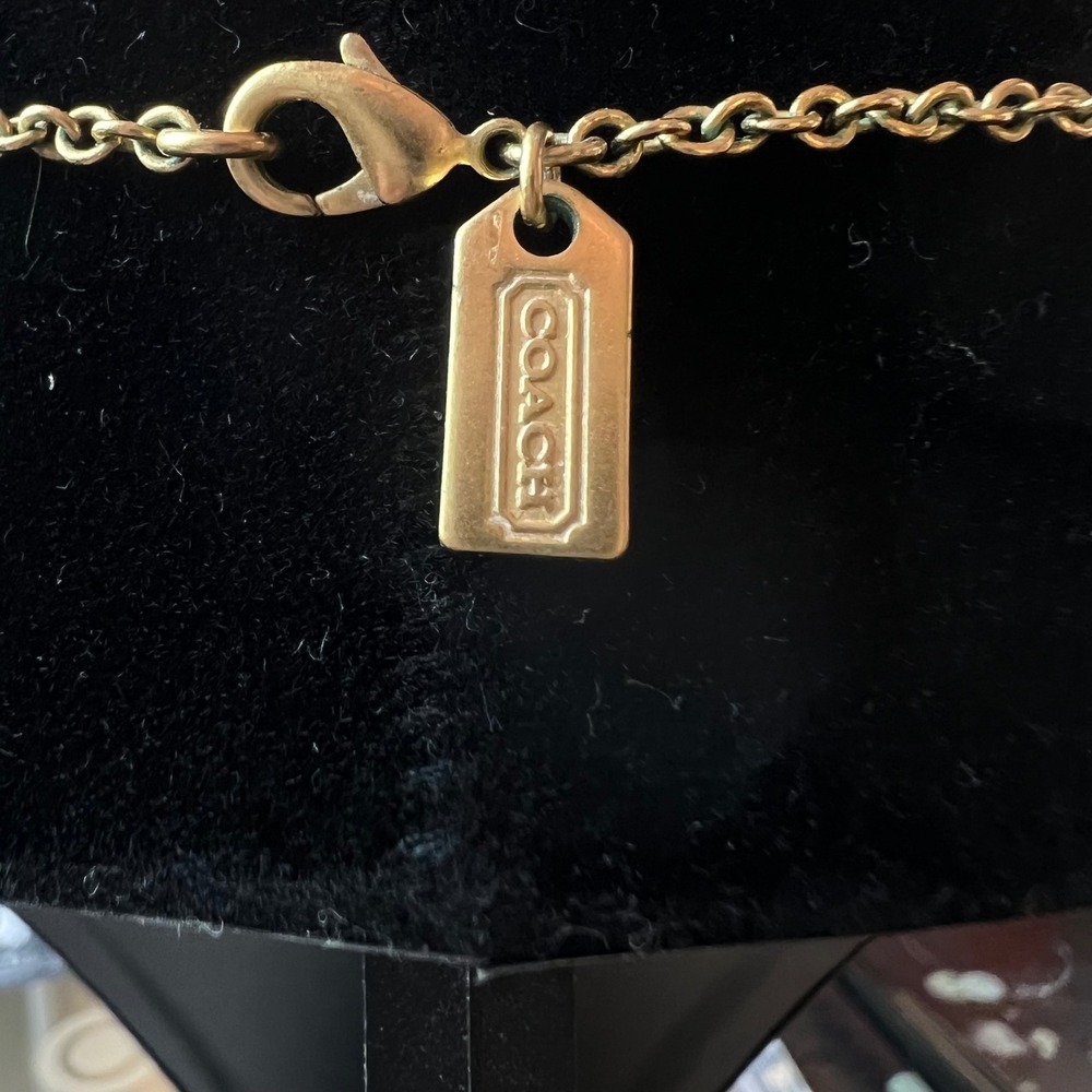 Coach Daphne Pink Glass Floral Drop‎ Necklace Gold Tone Signed Rare - Picture 3 of 11